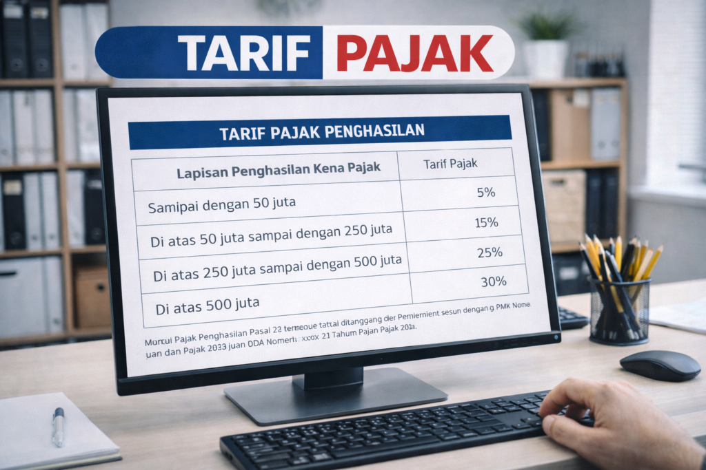 Tampilan tarif pajak di kantor